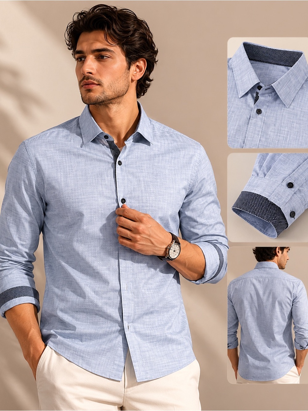 Men's Light Chambray Button-Down Shirt - Light Blue